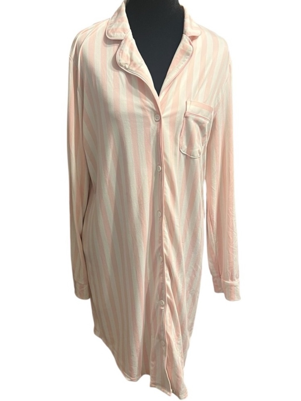 Charter Club Pink White Striped Pajama Shirt Dress M